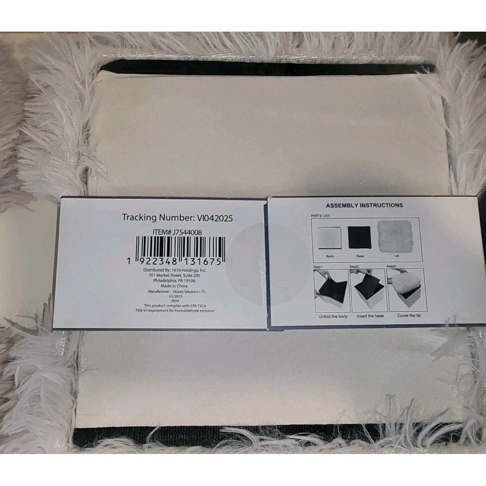 Hollywood Glam Furry Ottoman Modern Cube Faux Fur Home Décor Footrest Stool